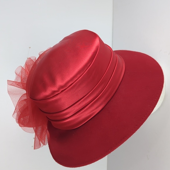 VINTAGE Women\'s Red Wool Satin Kentuky Derby Easter Church Hat main image 6